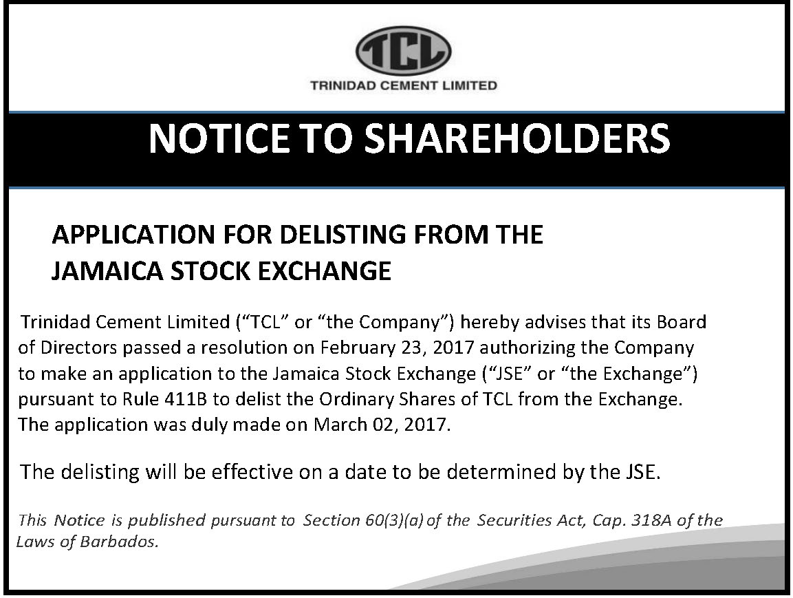 Jca stock exchange delisting - Bdos v2